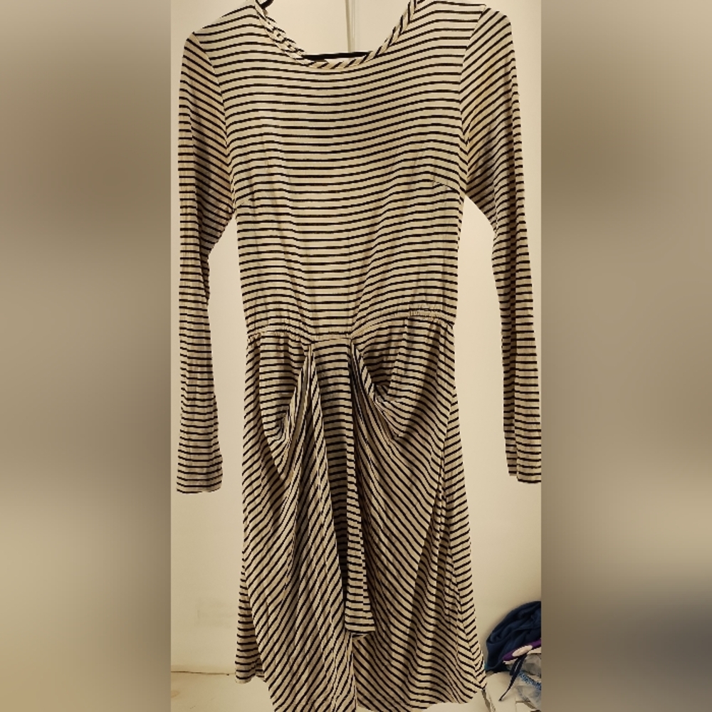 Wendy Katlen black off white Striped dress